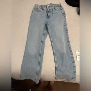 Zara Light Blue High Rise Wide Leg Jeans